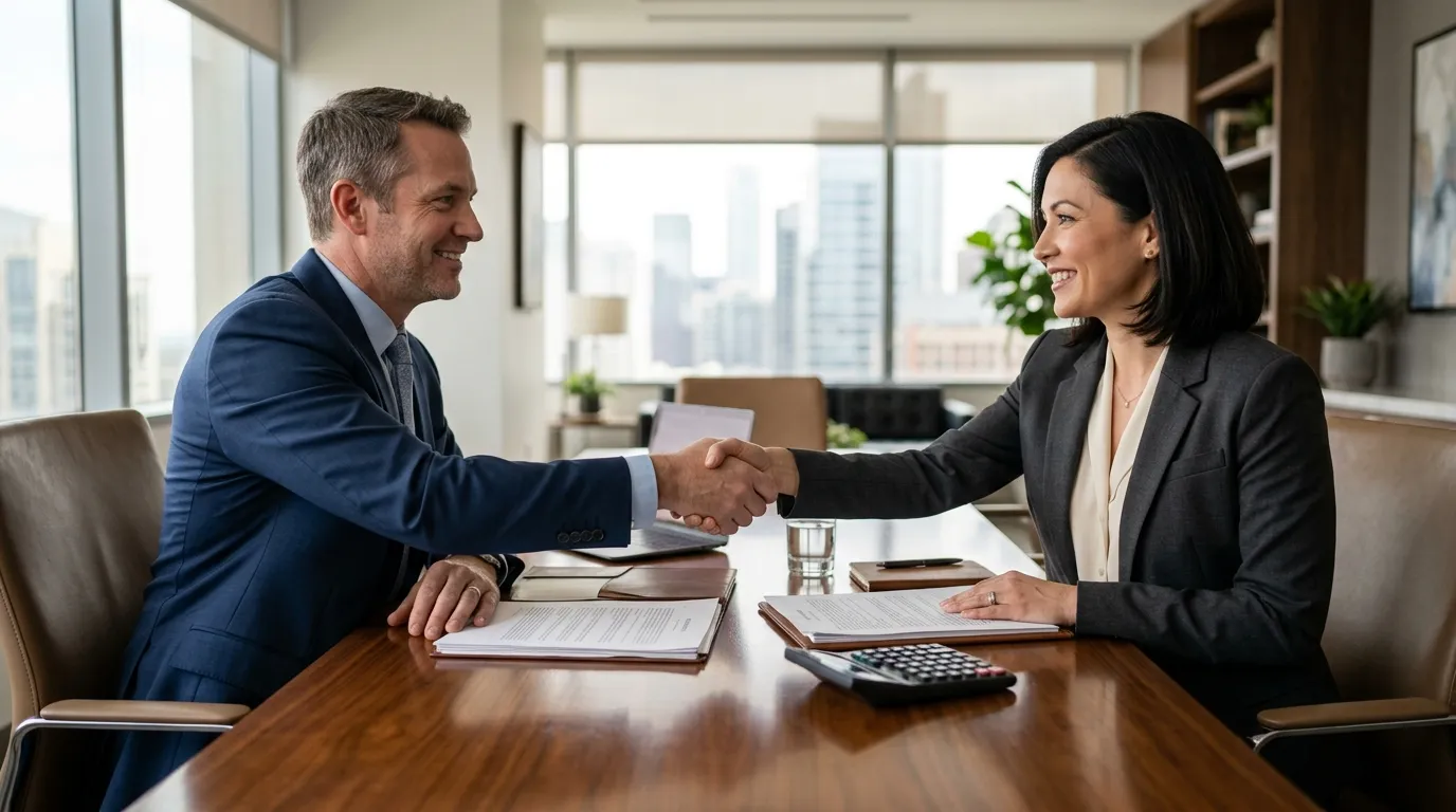 Professionals completing a compensation settlement agreement